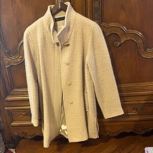 Dana Buchman Textured Cream Winter Wool Coat